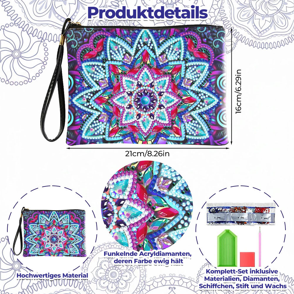 Blau-violettes Lotus Mandala Diamond Painting Handgelenktasche