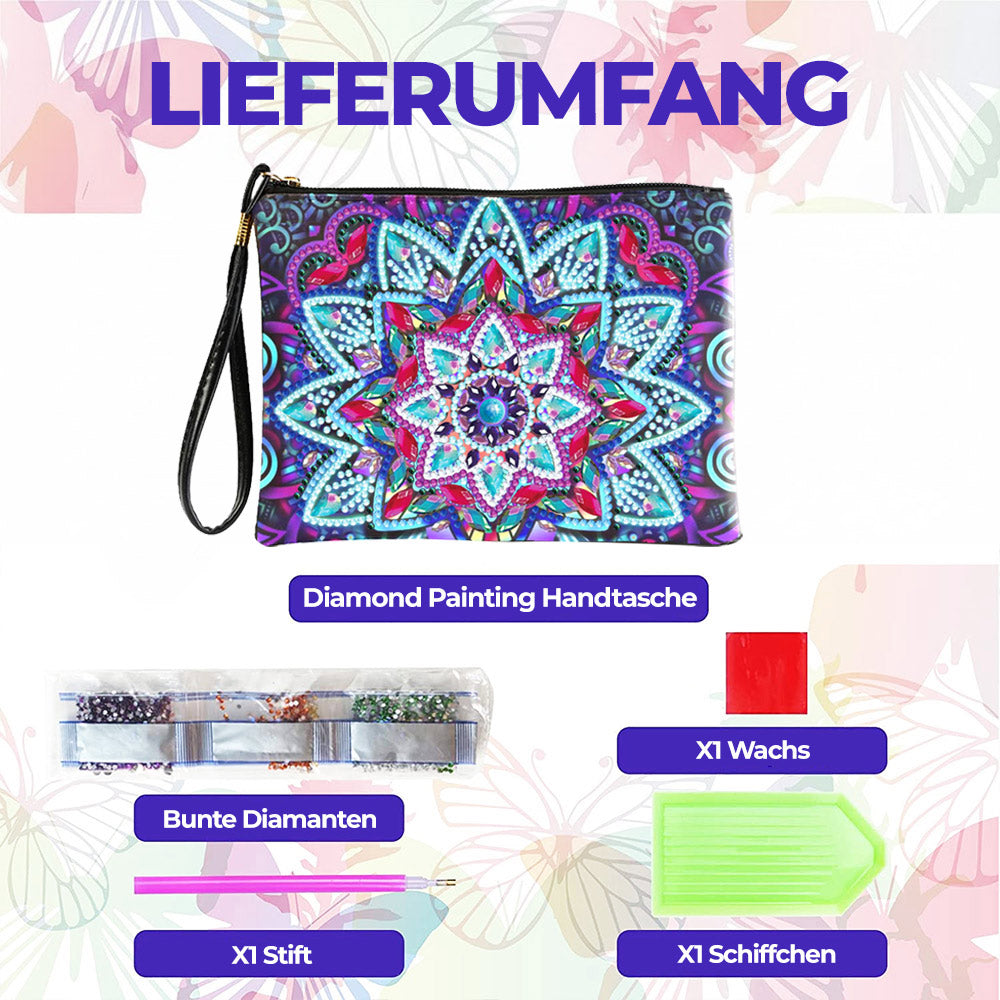 Blau-violettes Lotus Mandala Diamond Painting Handgelenktasche