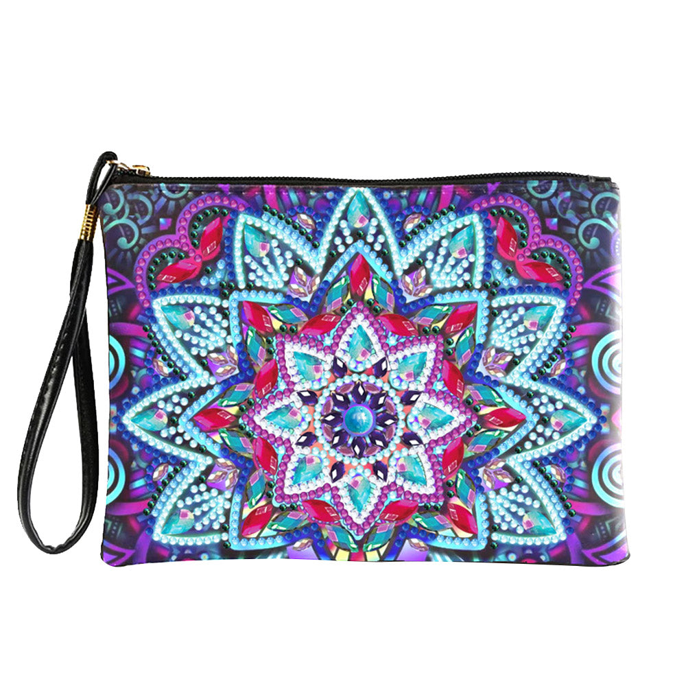 Blau-violettes Lotus Mandala Diamond Painting Handgelenktasche