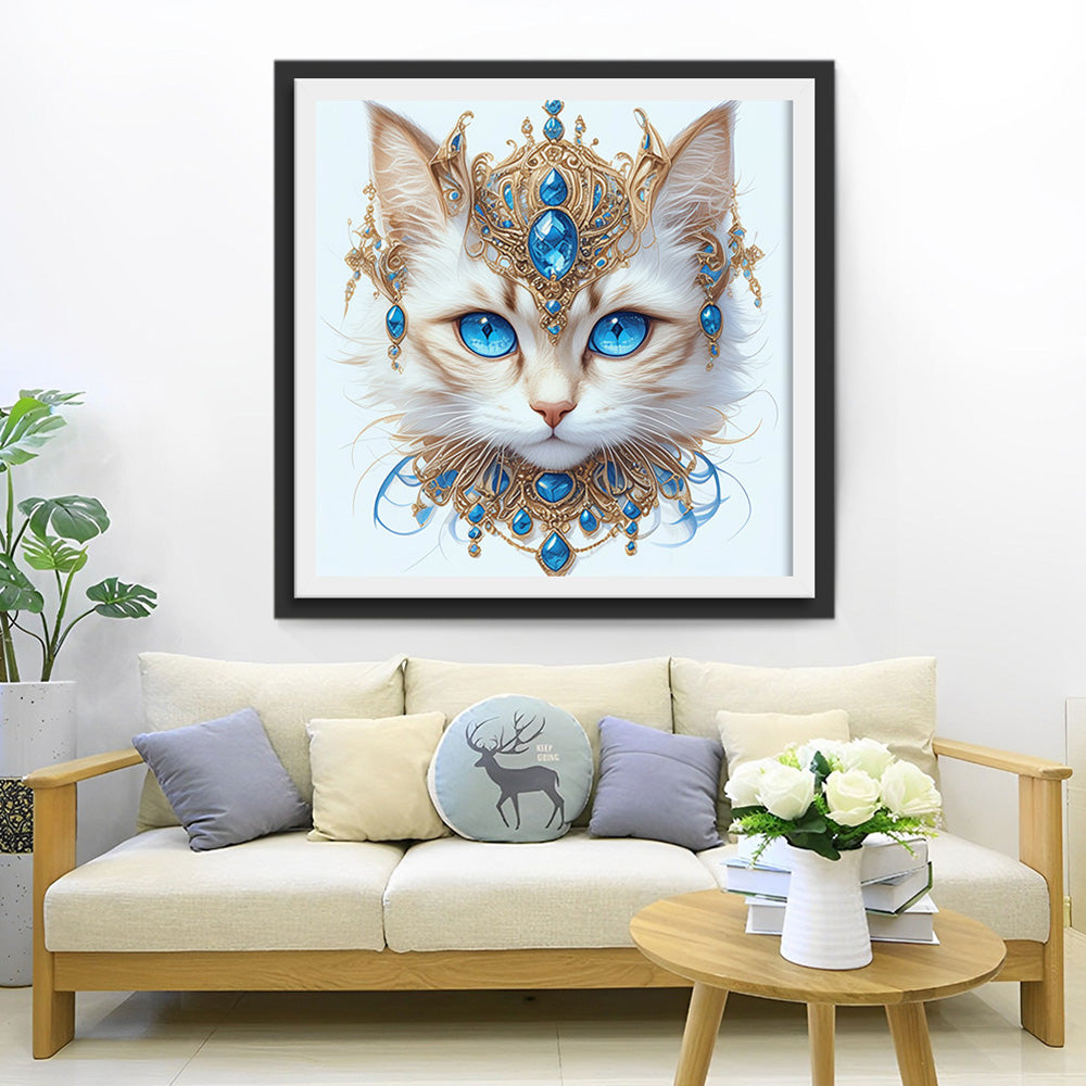 Blauäugige Katze mit Juwelen Diamond Painting