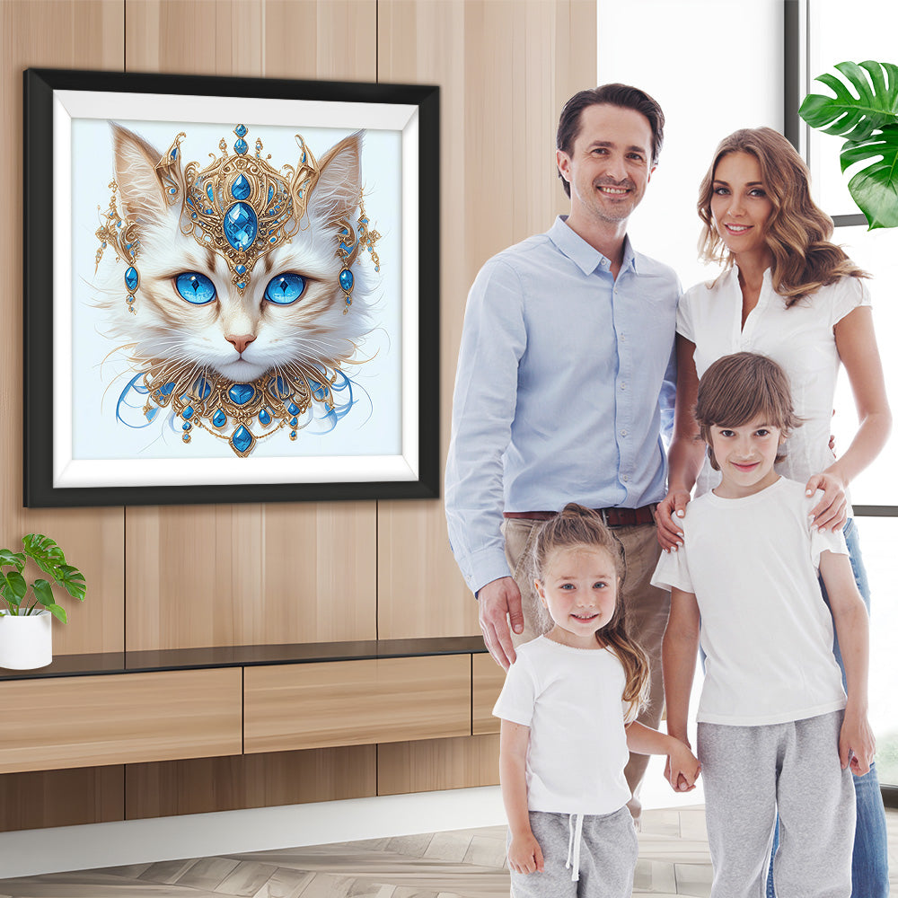 Blauäugige Katze mit Juwelen Diamond Painting