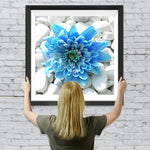 Blaue Chrysantheme auf weißen Steinen Diamond Painting