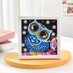 Blaue Eule auf dem lila Baum Mini-Kristallpünktchen Diamond Painting