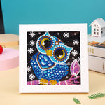 Blaue Eule auf dem lila Baum Mini-Kristallpünktchen Diamond Painting