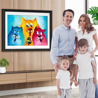 Blaue, orange und rote Katze Diamond Painting