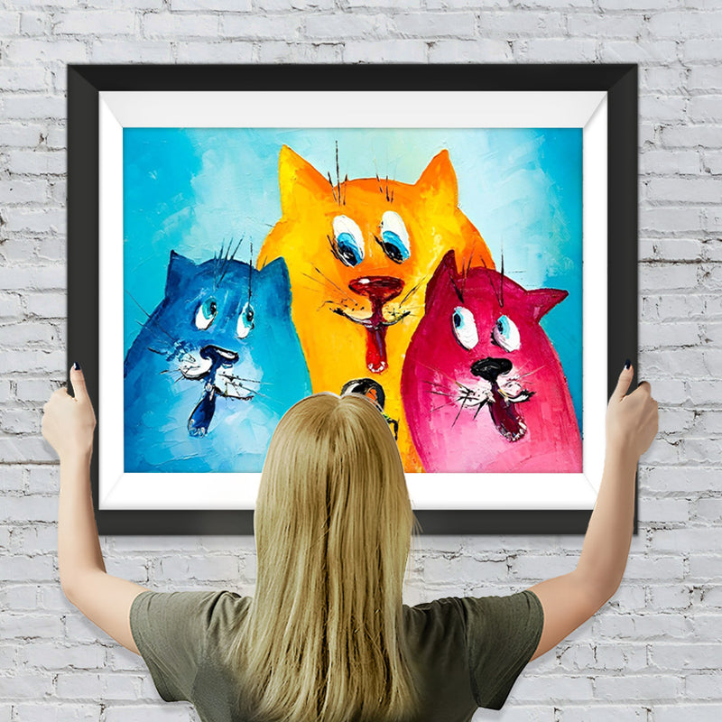 Blaue, orange und rote Katze Diamond Painting