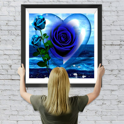 Blaue Rosen und Herz Diamond Painting