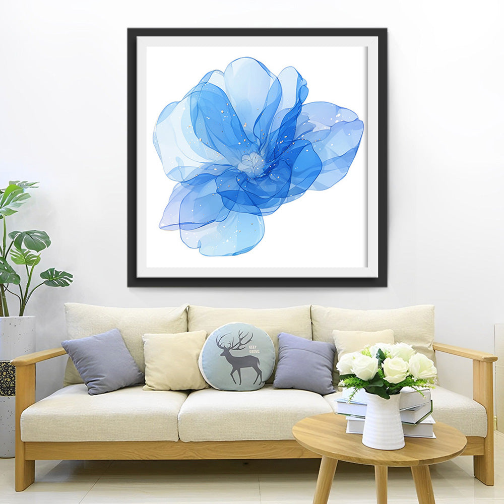 Blaue transparente Blume Diamond Painting