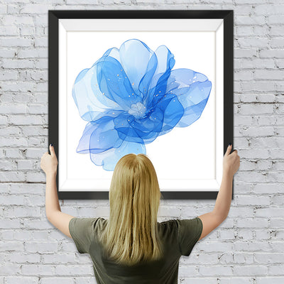 Blaue transparente Blume Diamond Painting
