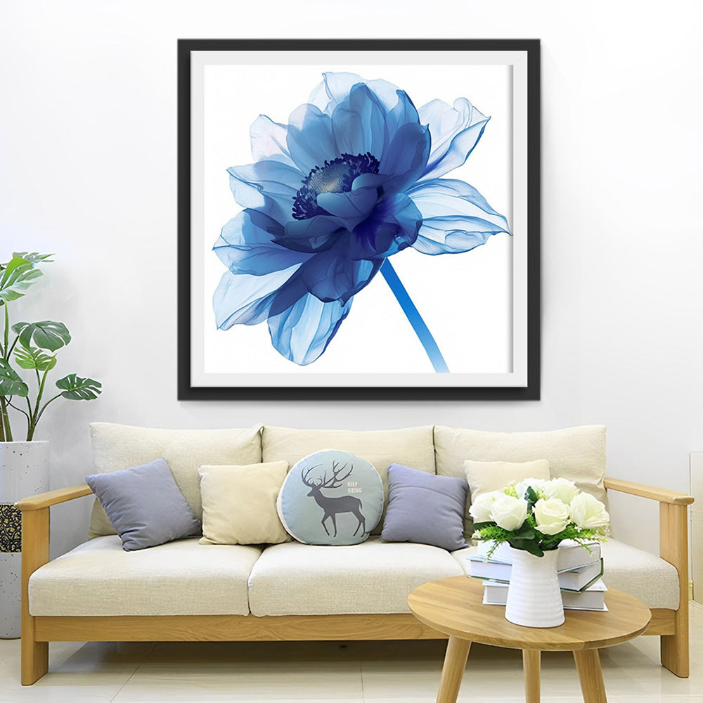 Blaue transparente Chrysantheme Diamond Painting