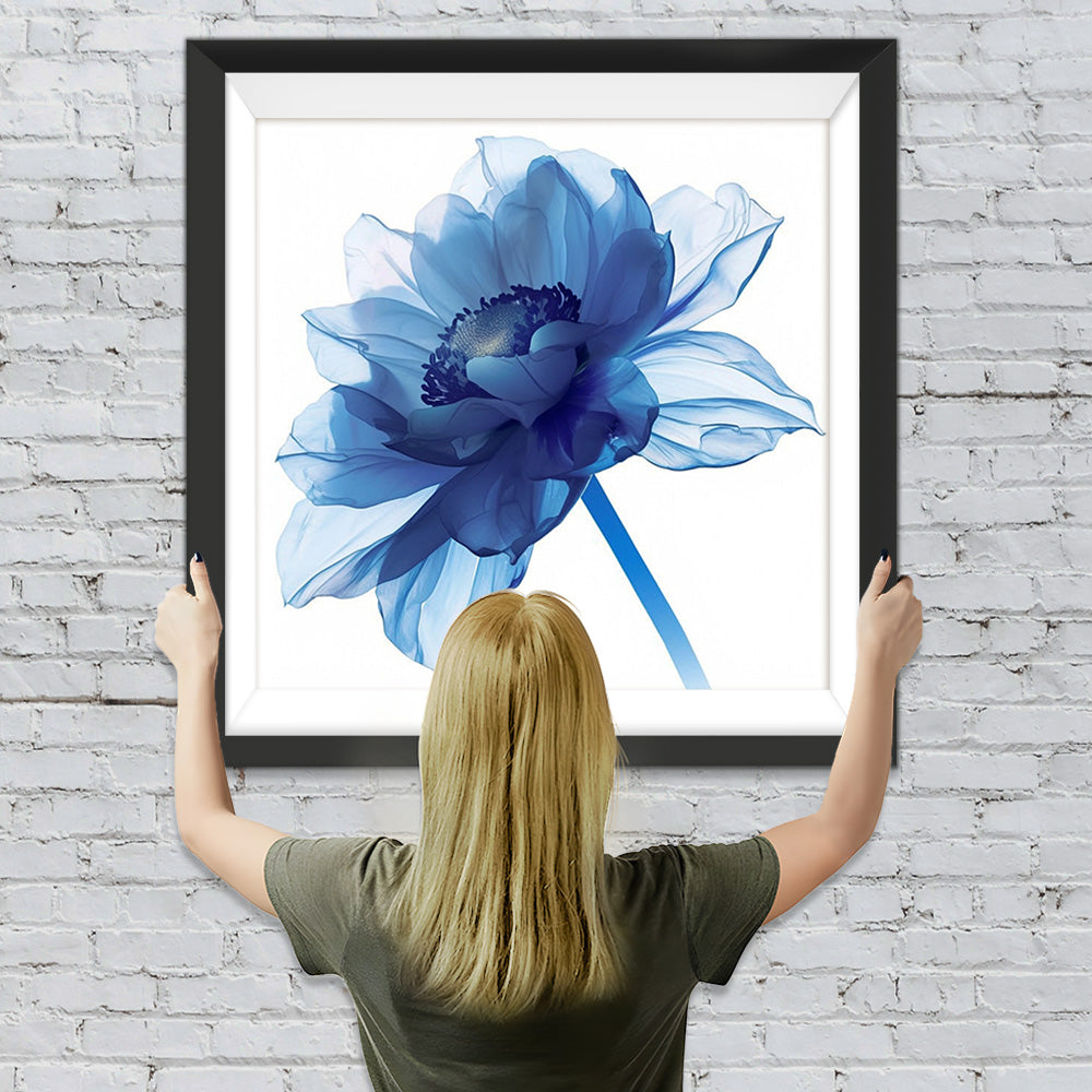 Blaue transparente Chrysantheme Diamond Painting
