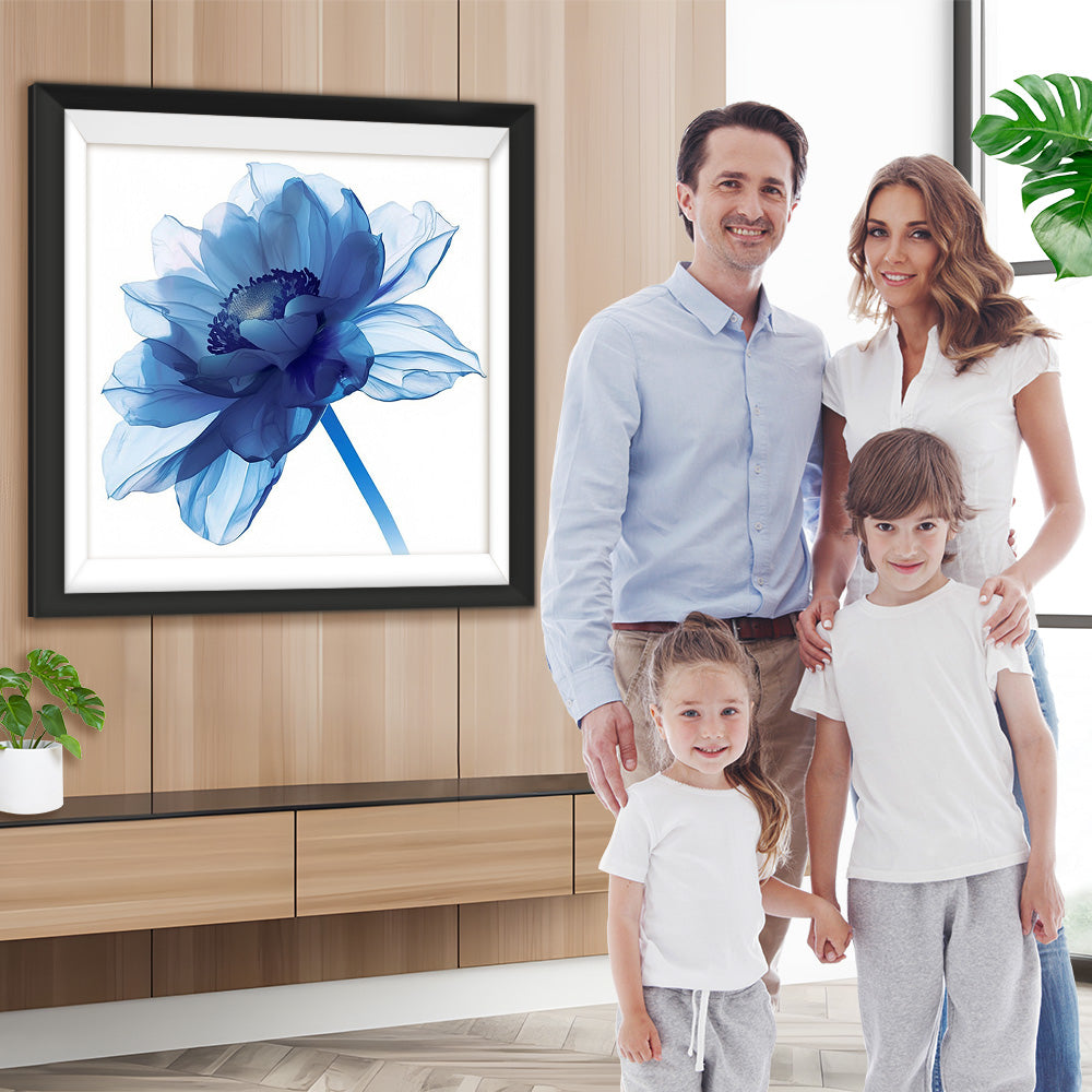 Blaue transparente Chrysantheme Diamond Painting
