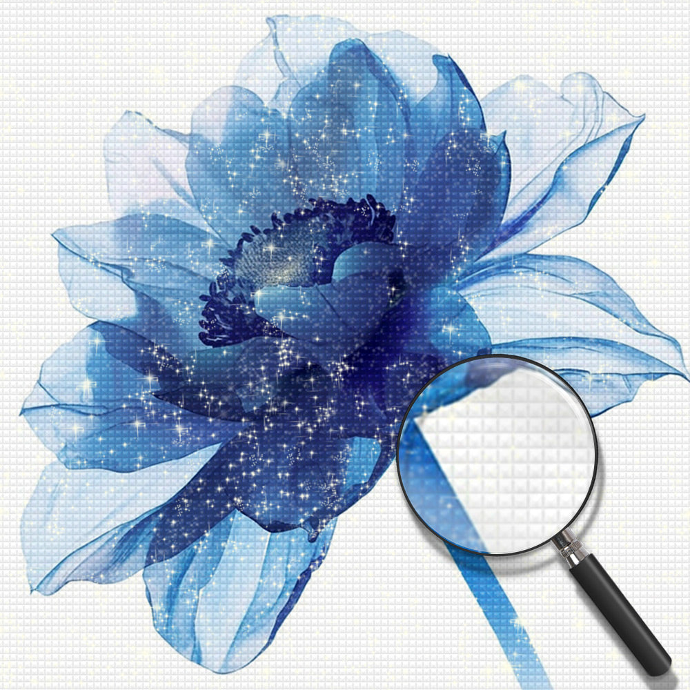 Blaue transparente Chrysantheme Diamond Painting