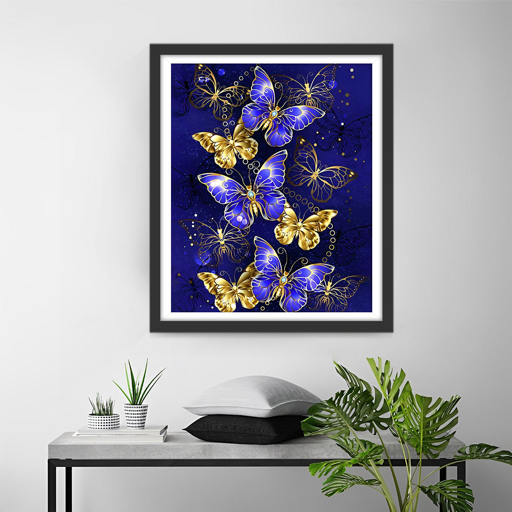 Blaue und goldene Schmetterlinge Diamond Painting