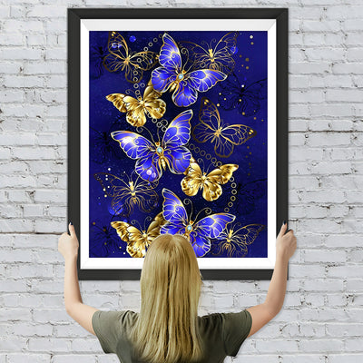 Blaue und goldene Schmetterlinge Diamond Painting