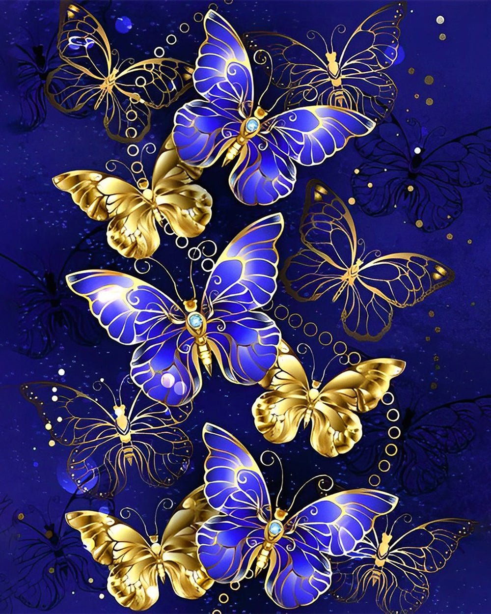 Blaue und goldene Schmetterlinge Diamond Painting