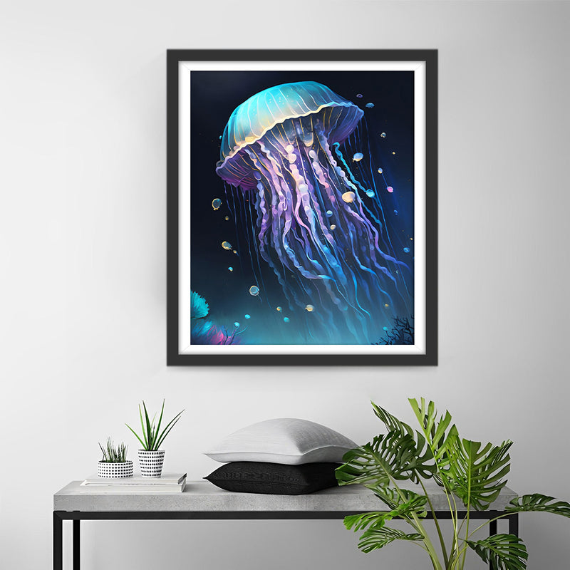 Blaue und lila Quallen Diamond Painting