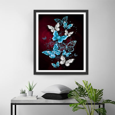 Blaue und weiße Schmetterlinge Diamond Painting