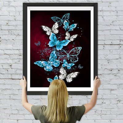 Blaue und weiße Schmetterlinge Diamond Painting
