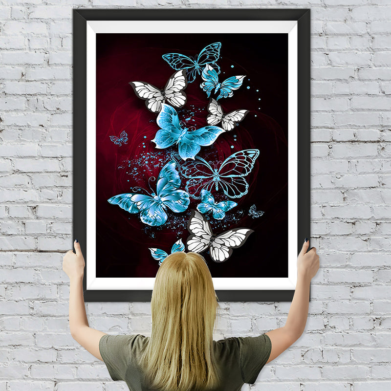Blaue und weiße Schmetterlinge Diamond Painting