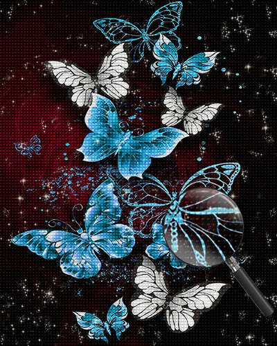 Blaue und weiße Schmetterlinge Diamond Painting
