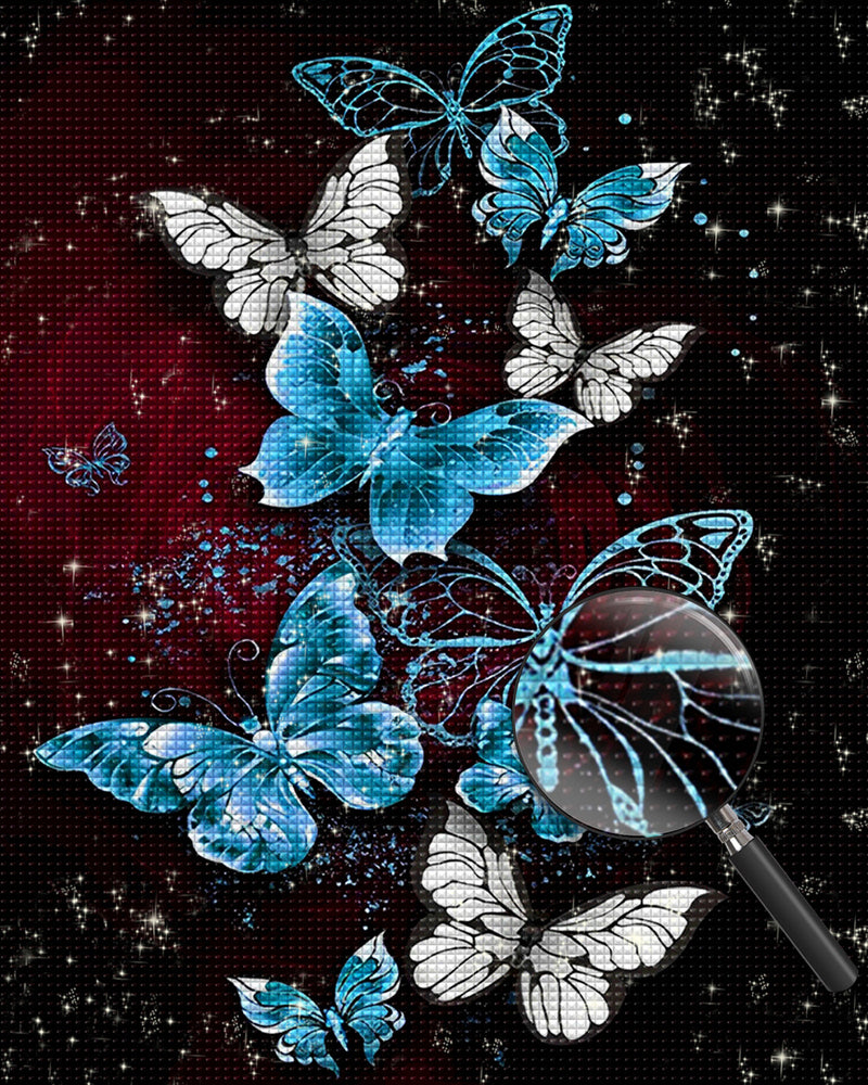 Blaue und weiße Schmetterlinge Diamond Painting