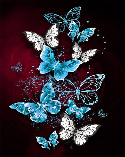 Blaue und weiße Schmetterlinge Diamond Painting