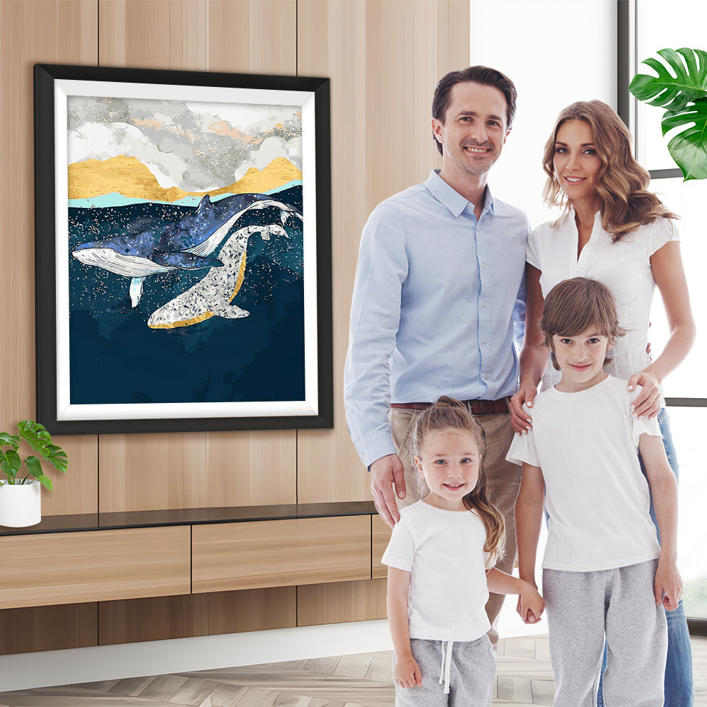 Blaue und weiße Wale Diamond Painting