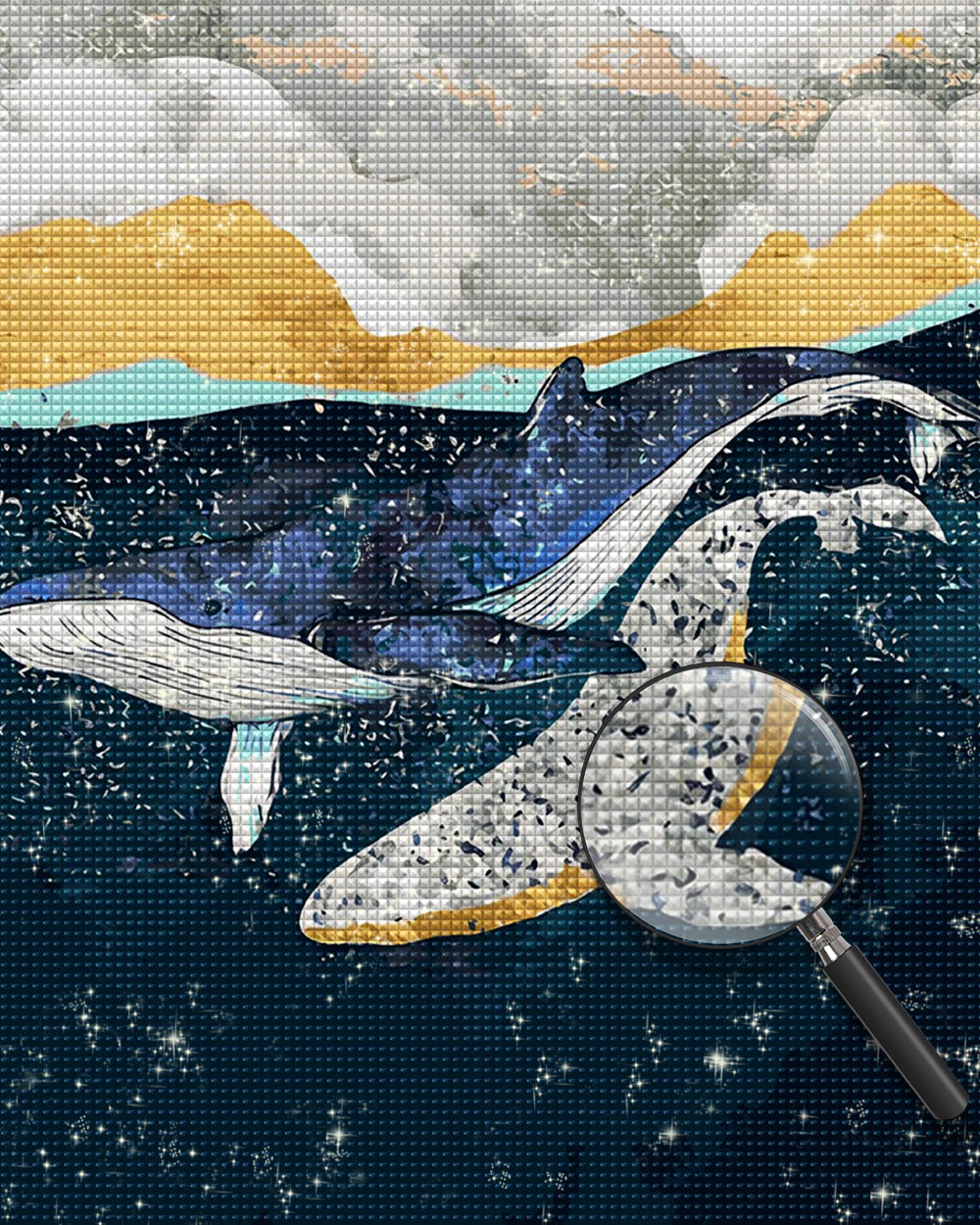 Blaue und weiße Wale Diamond Painting