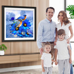 Blaue Vögel auf blauen Gänseblümchen Diamond Painting
