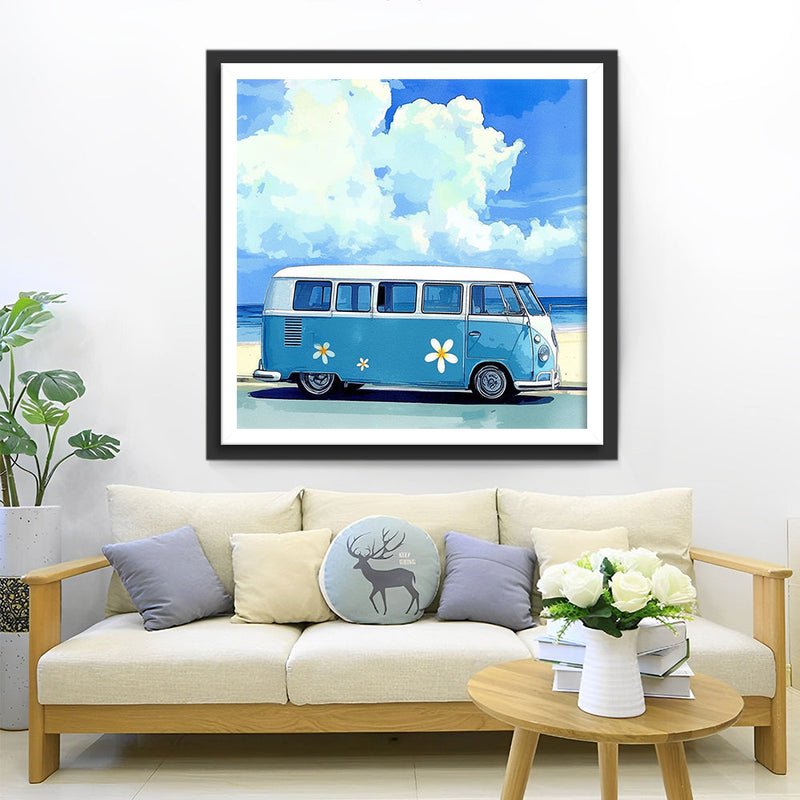 Blauer Bus und Blauer Himmel Diamond Painting