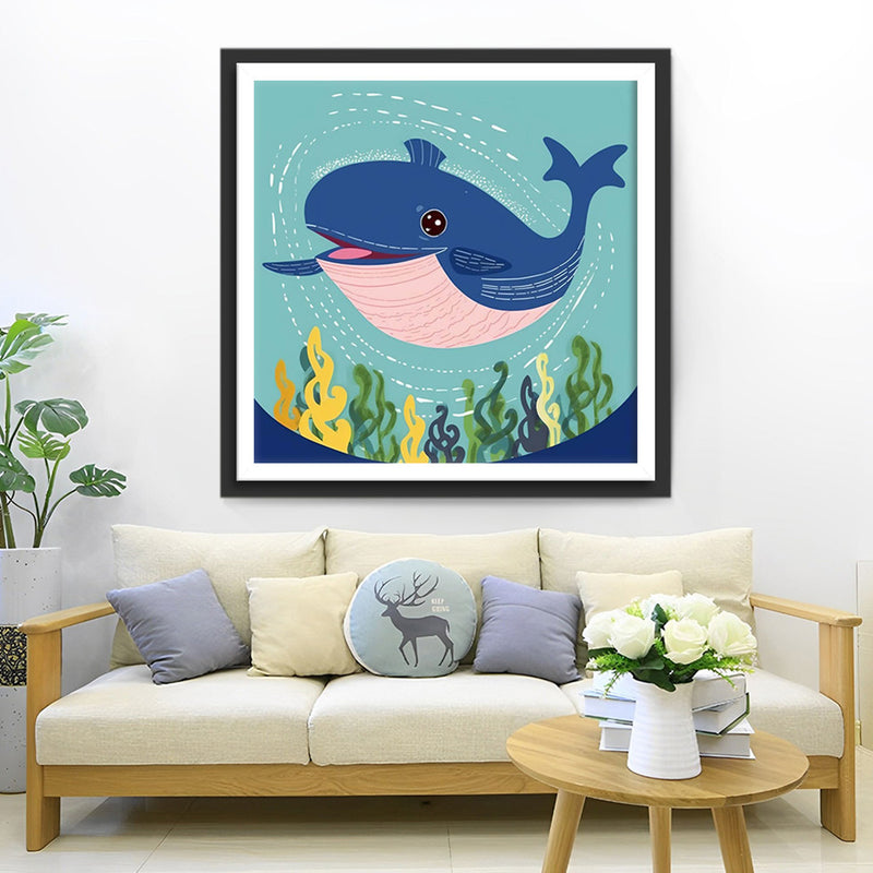 Blauer Cartoon-Wal Diamond Painting