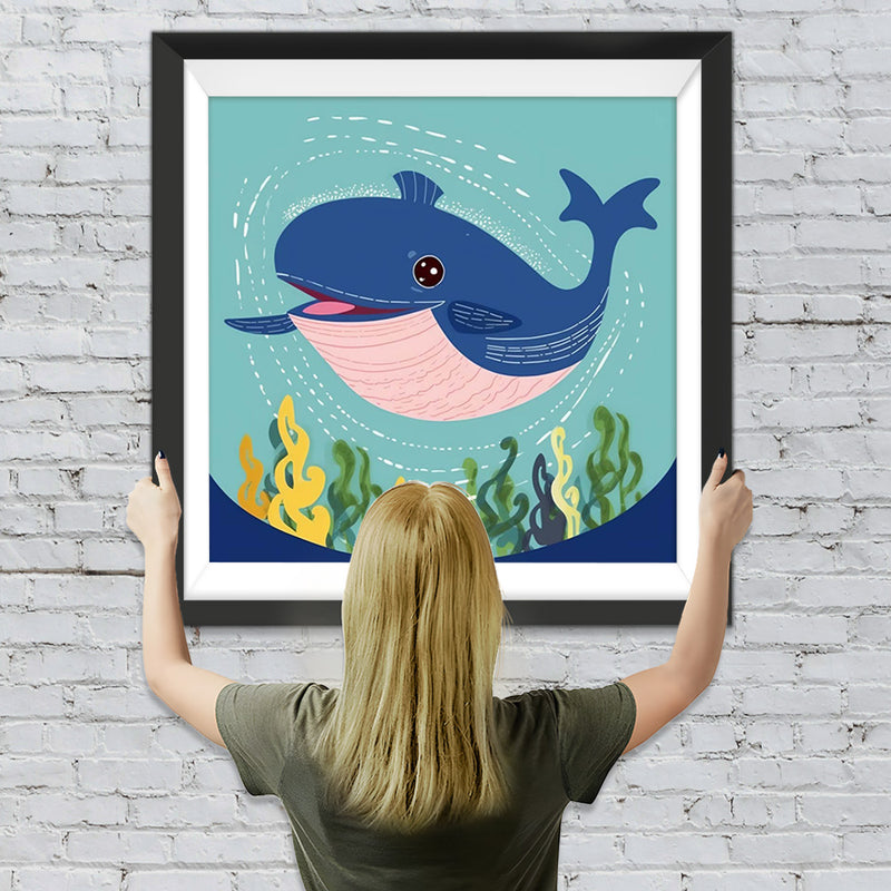 Blauer Cartoon-Wal Diamond Painting