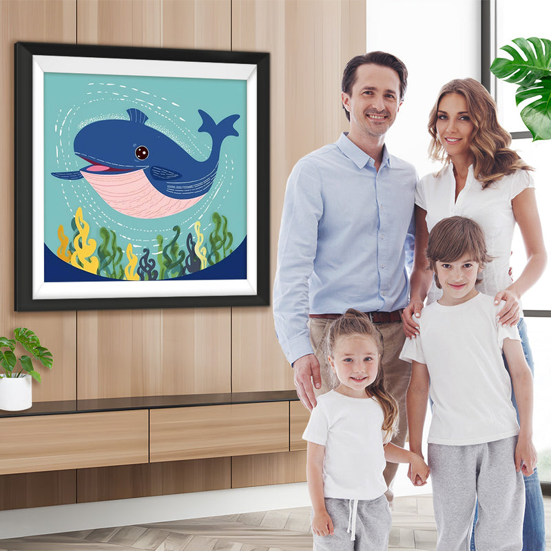 Blauer Cartoon-Wal Diamond Painting