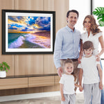 Blauer Himmel, weiße Wolken und Wellen Diamond Painting