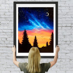 Blauer Nachthimmel und Kiefer Diamond Painting