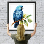 Blauer Papagei auf einem Zweig Diamond Painting