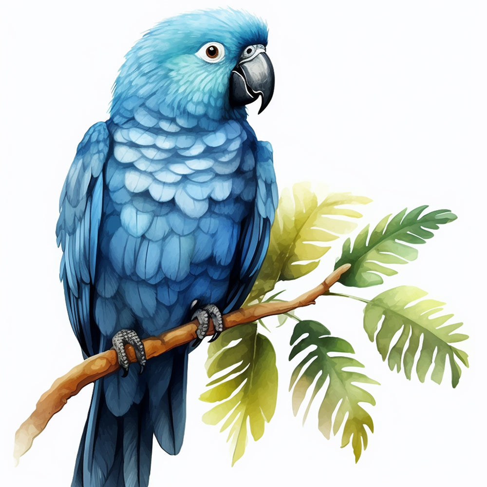 Blauer Papagei auf einem Zweig Diamond Painting
