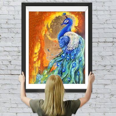 Blauer Pfau und Flamme Diamond Painting