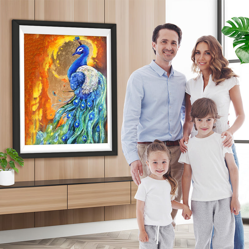 Blauer Pfau und Flamme Diamond Painting