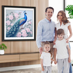 Blauer Pfau und rosa Pfingstrose Diamond Painting