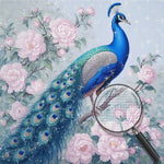 Blauer Pfau und rosa Pfingstrose Diamond Painting
