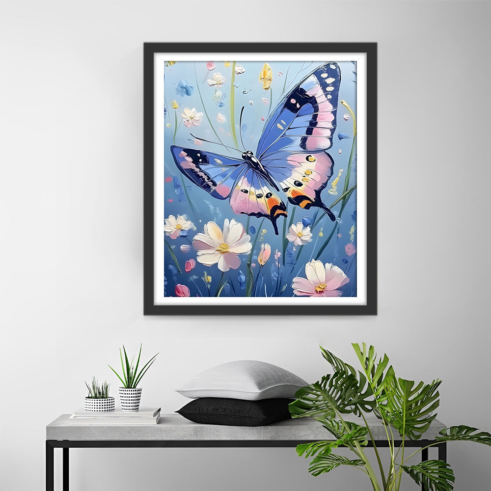 Blauer Schmetterling fliegend Diamond Painting