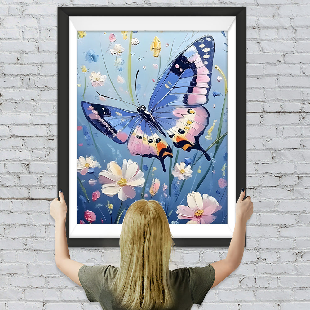 Blauer Schmetterling fliegend Diamond Painting
