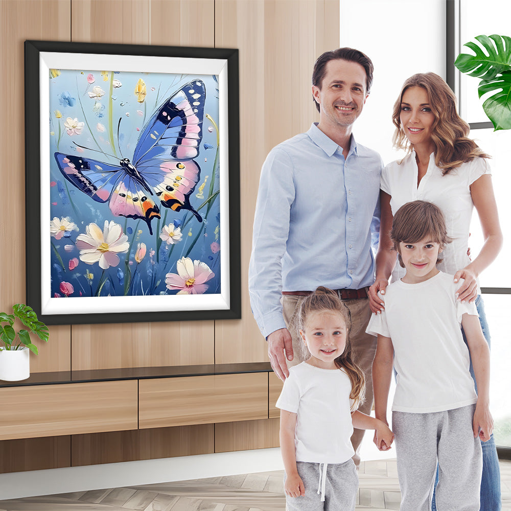 Blauer Schmetterling fliegend Diamond Painting
