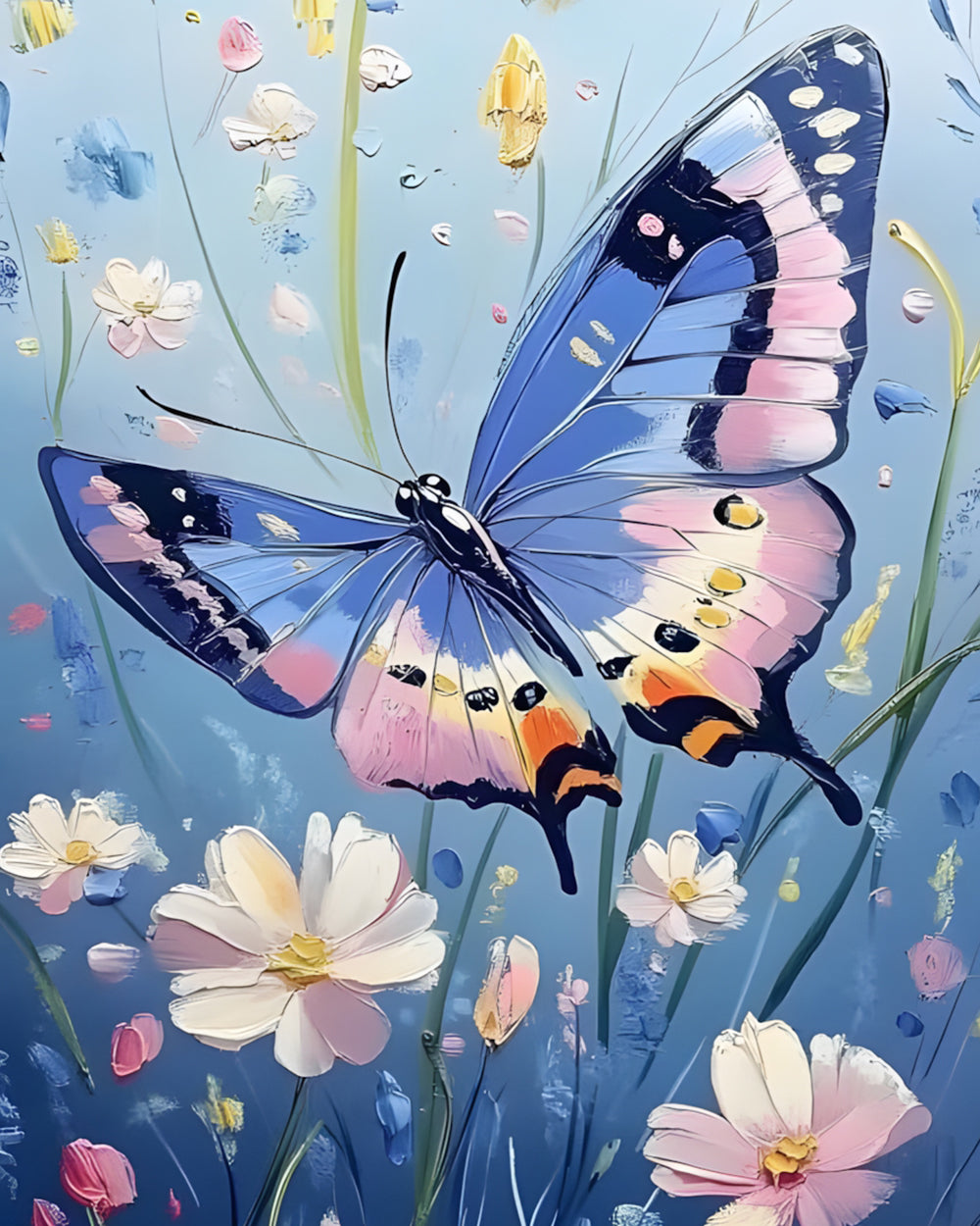 Blauer Schmetterling fliegend Diamond Painting