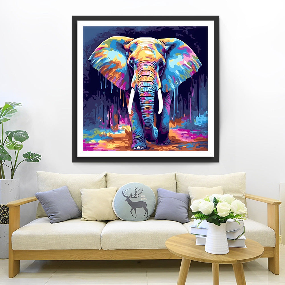 Blauer und lila Elefant Diamond Painting