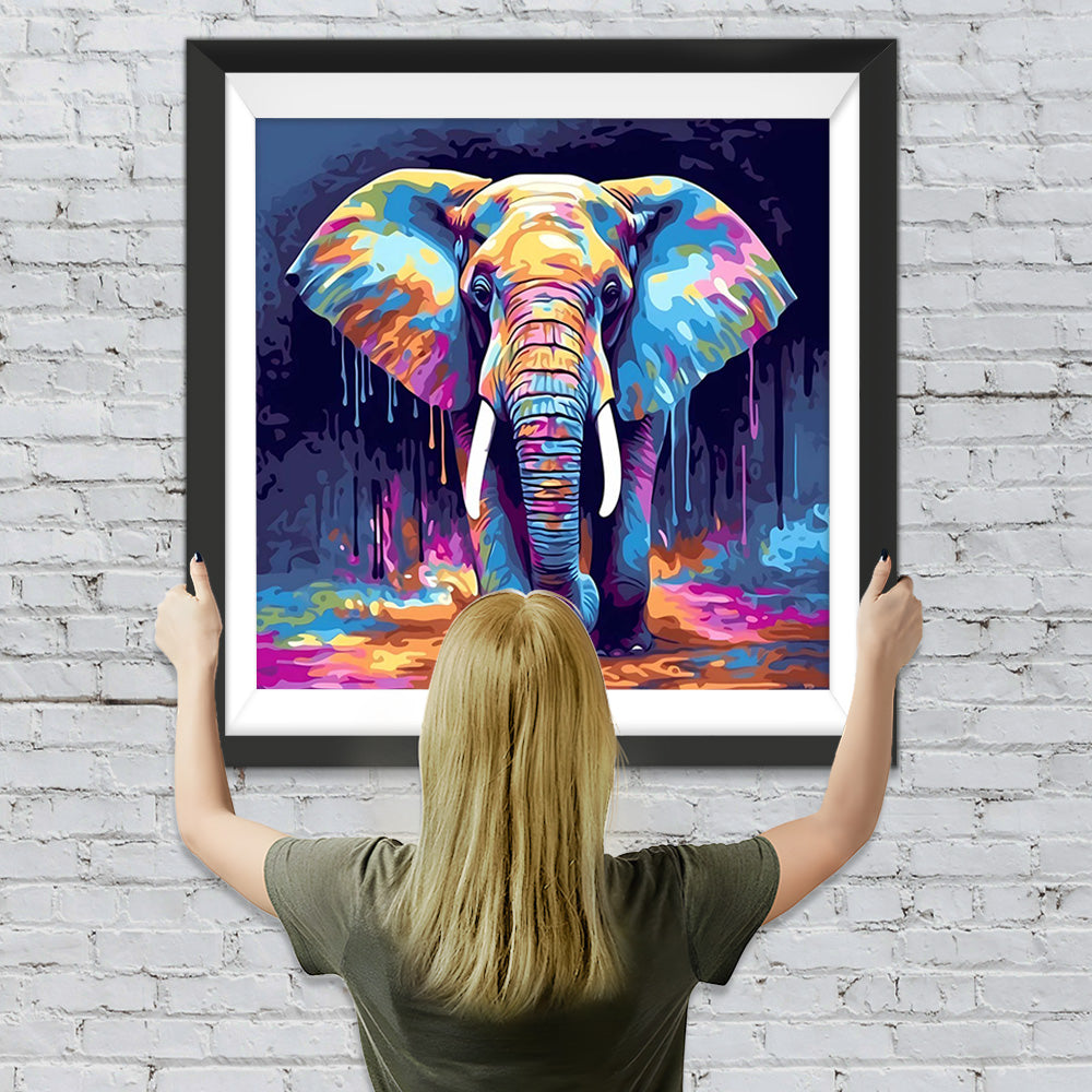 Blauer und lila Elefant Diamond Painting