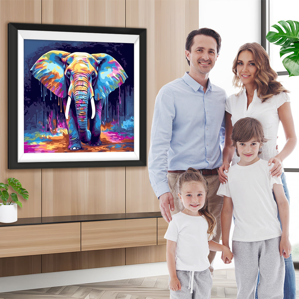 Blauer und lila Elefant Diamond Painting