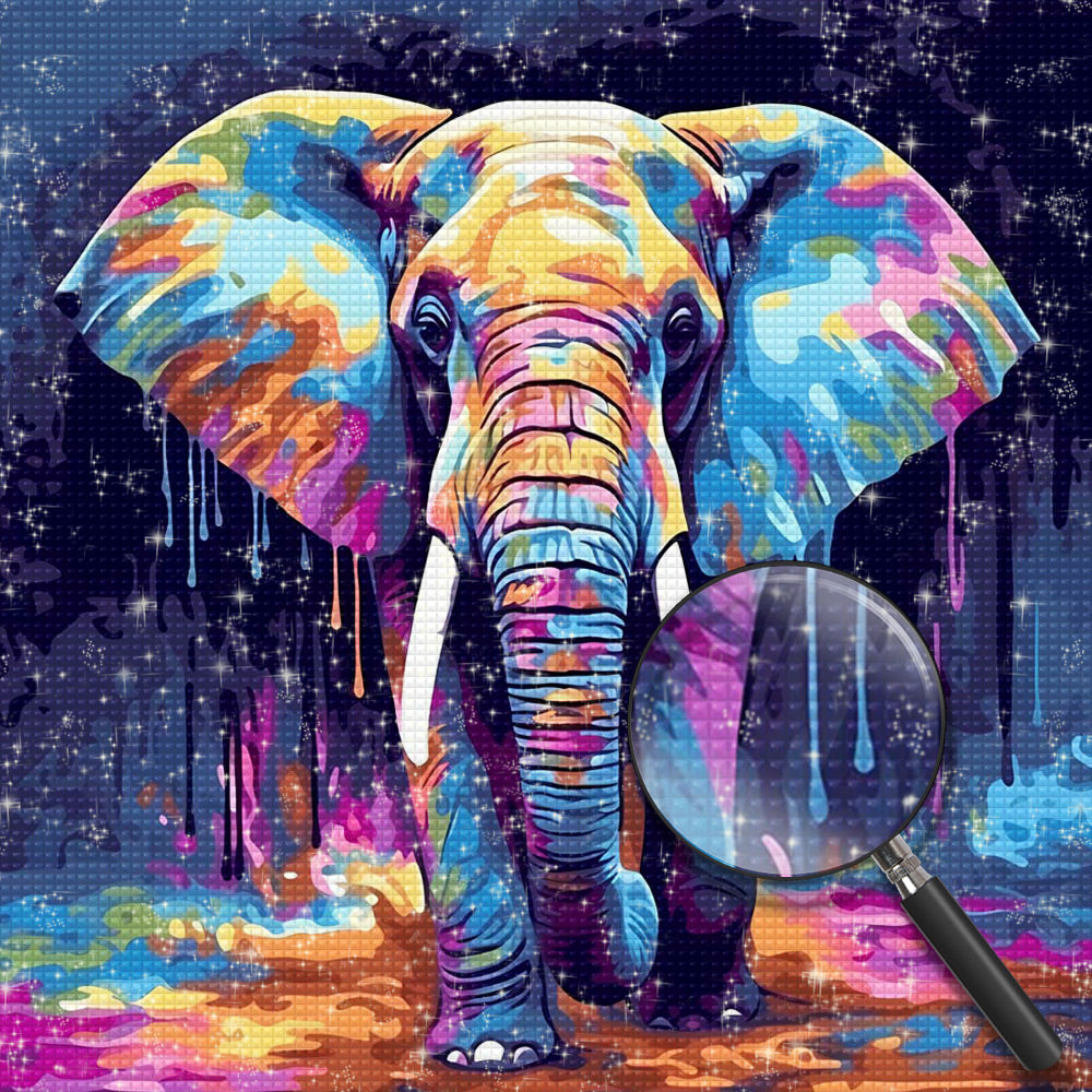 Blauer und lila Elefant Diamond Painting